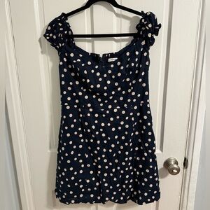 Abercrombie & Fitch Navy Blue Dress with Cream Polka Dots